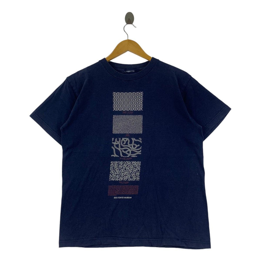 Vintage EDO TOKYO MUSEUM Shippo Kaku Tsunagi Tee Shirt Top Japan Traditional Pattern