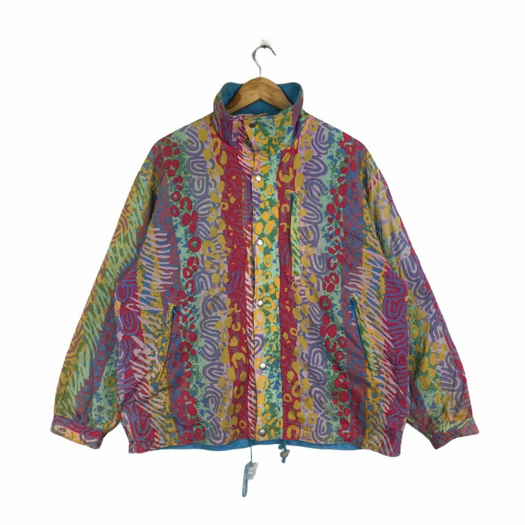 Vtg SAS Scuba Diving Floral Pop Art Windbreaker Jacket Trench Coat Parka Hoodie