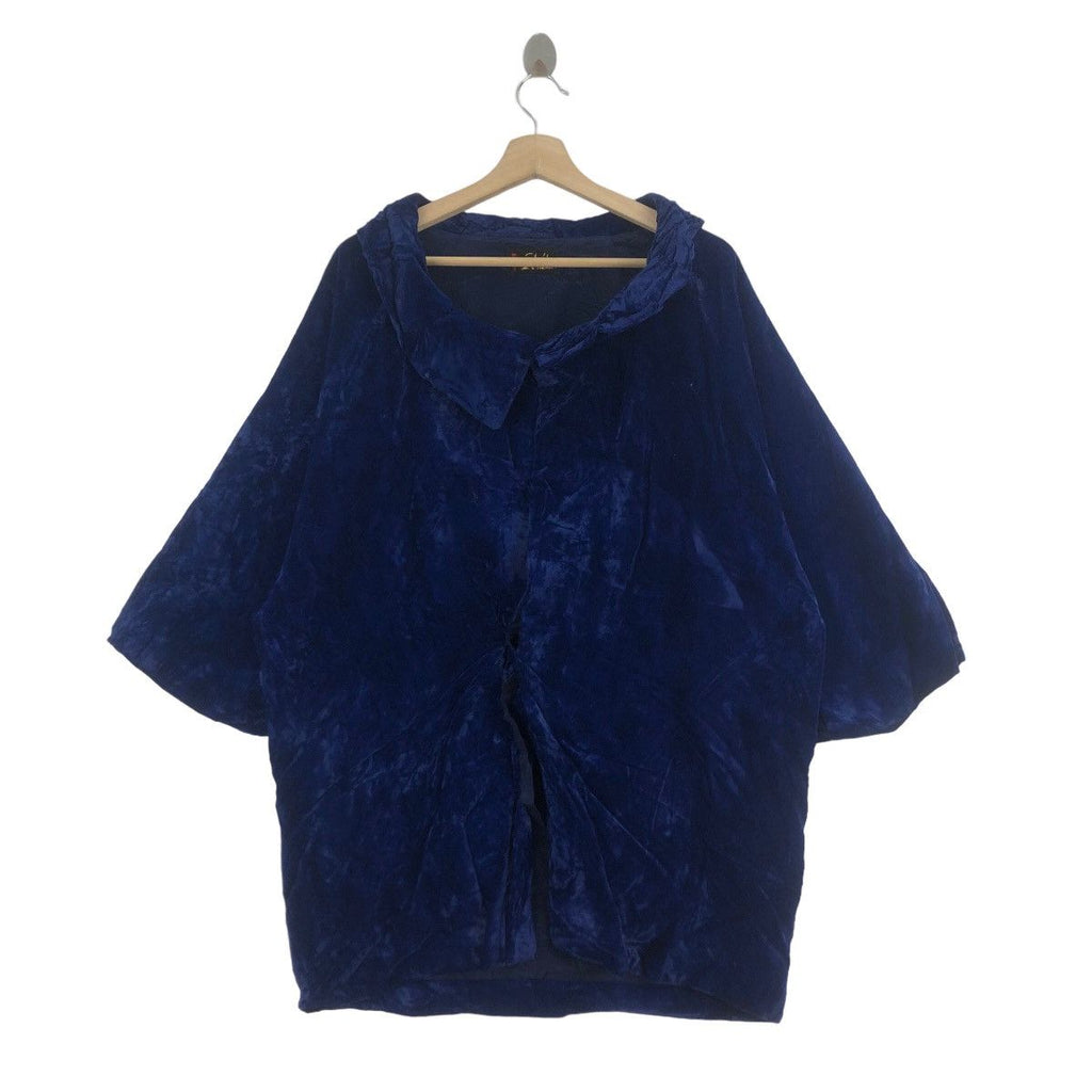 Vintage 70’ SCHEIBLER WEST GERMANY Velvet Blue Coat Cape Jacket Overcoat Parka Windbreaker