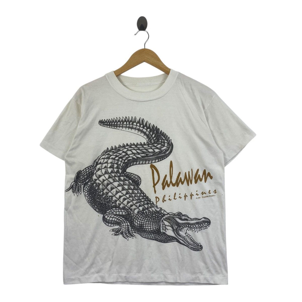Vintage PALAWAN PHILIPPINES CROCODILE Pusong Pinoy Tee Shirt Top National Park Beach