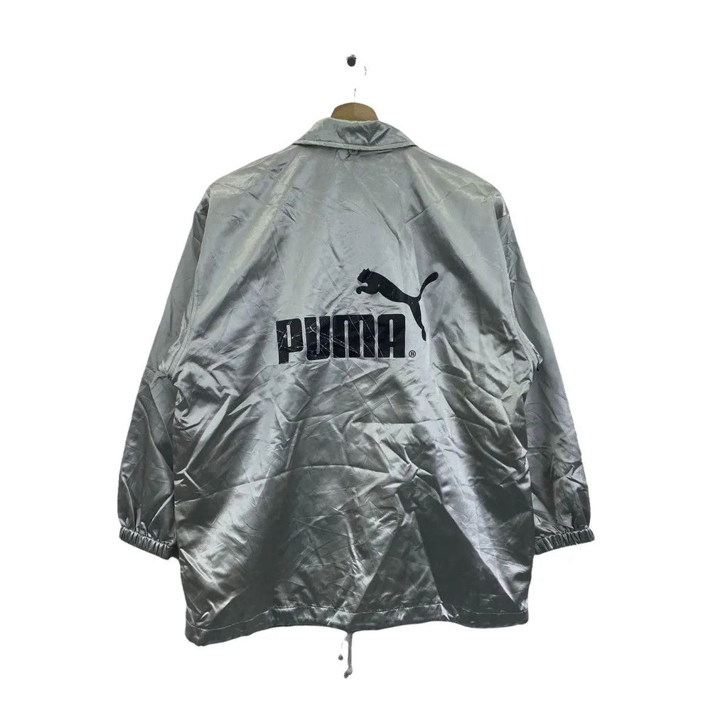 Vintage PUMA JASPO JAPAN Stock Logo Grey Coach Jacket Windbreaker Outdoor