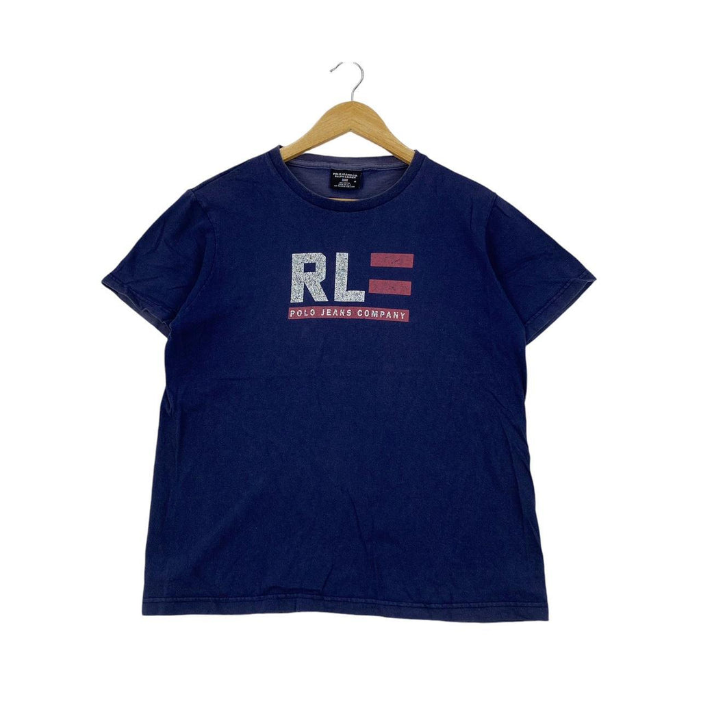 Vintage 90’ POLO JEANS RALPH LAUREN Company Tee Shirt Top Made In USA Natural Faded