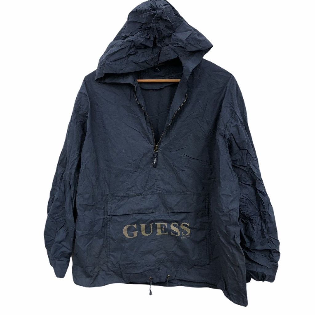 Vintage 90' GUESS USA JEANS Center Logo Windbreaker Jacket Hoodie Marciano