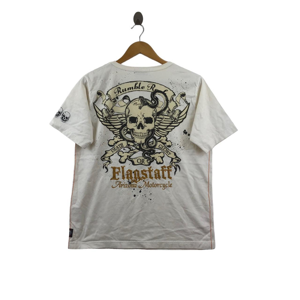 FLAGSTAFF ARIZONA MOTORCYCLE Rumble Road Tee Shirt Death Glory Skull Bones