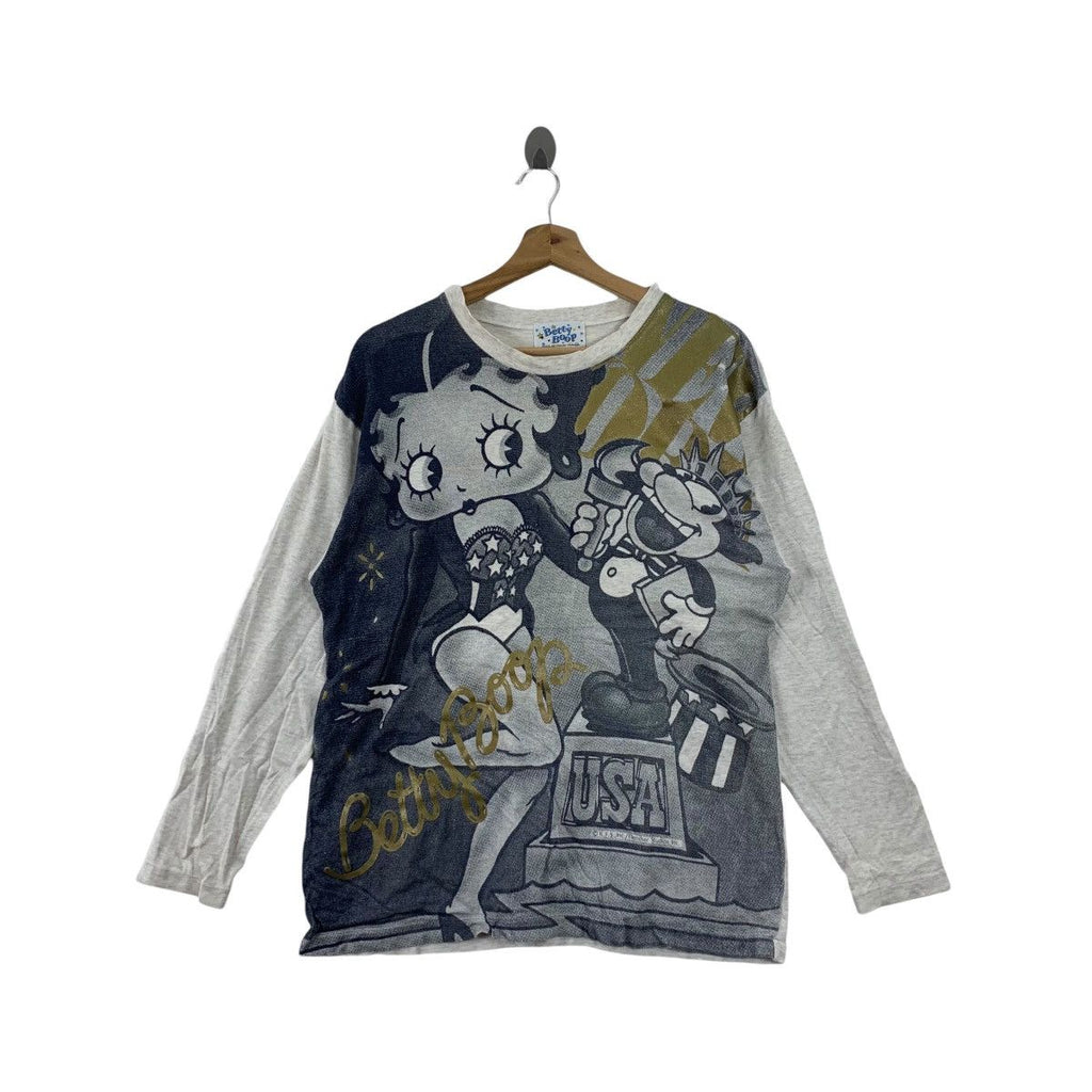 Vintage 90’ BETTY BOOP HOLLYWOOD Hall Of Fame Tee Shirt Top Over Print Cartoon
