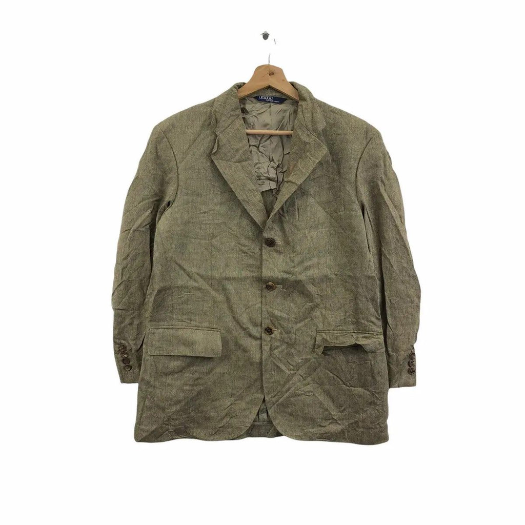 Vintage POLO RALPH LAUREN 3 Button Herringbone Blazer Coat Suit Formal Meeting