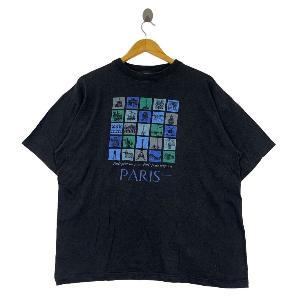 Vintage PARIS FRANCE ESTELLE City Illustration Tee Shirt Top Pour Toujours