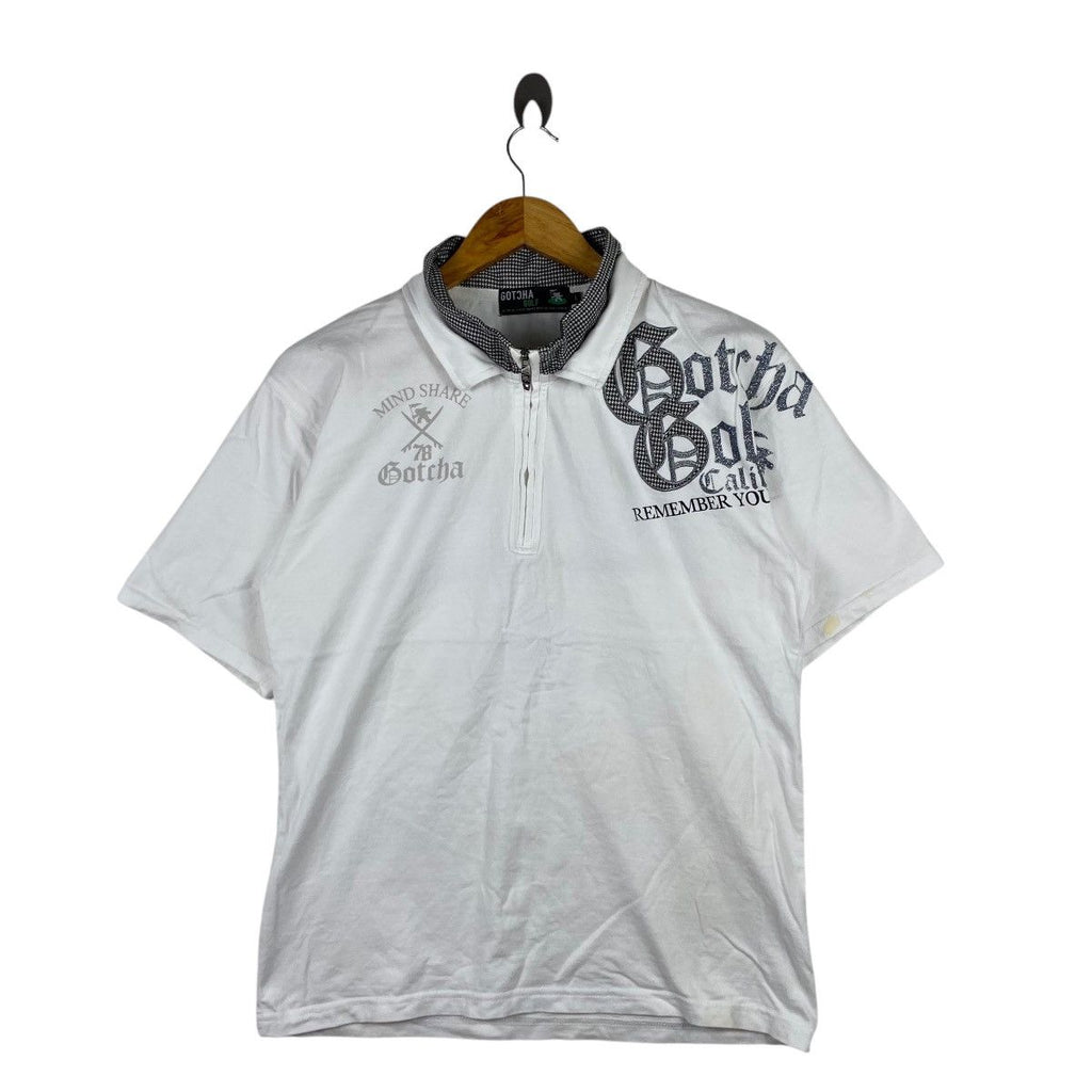 Vintage GOTCHA GOLF COLLECTION Half Zipper Tee Shirt Polo Top Mind Share California