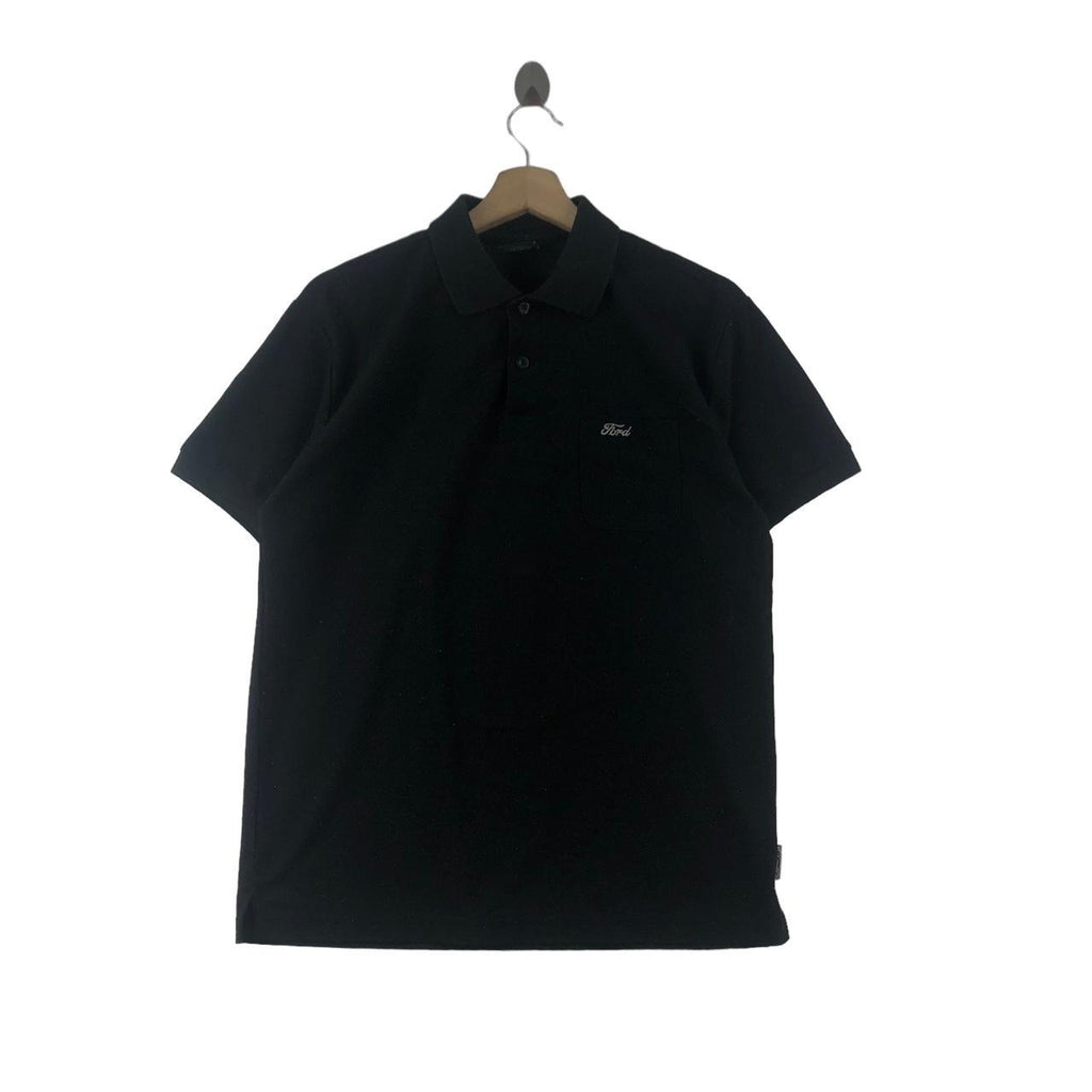 Vintage FORD MOTOR RACING Team Plain Polo Tee Shirt Embossed Logo