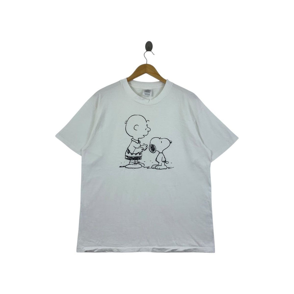 Vintage 90’ SNOOPY PEANUTS Cartoon Comic Hanes Tag Tee Shirt Top Strip Animation