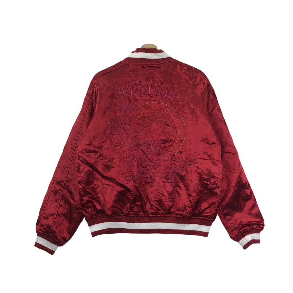 Vintage SUKAJAN DRAGON TOWN COUNTRY Surf Bomber Jacket Japan Souvenir Windbreaker Embroidered Logo