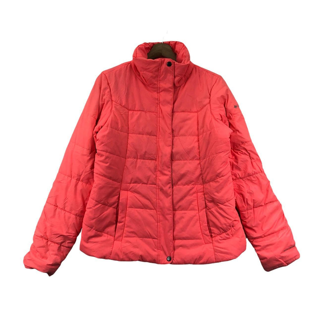 Vtg COLUMBIA SPORTSWEAR Peach Puffer Winter Ski Jacket Parka Trench Coat