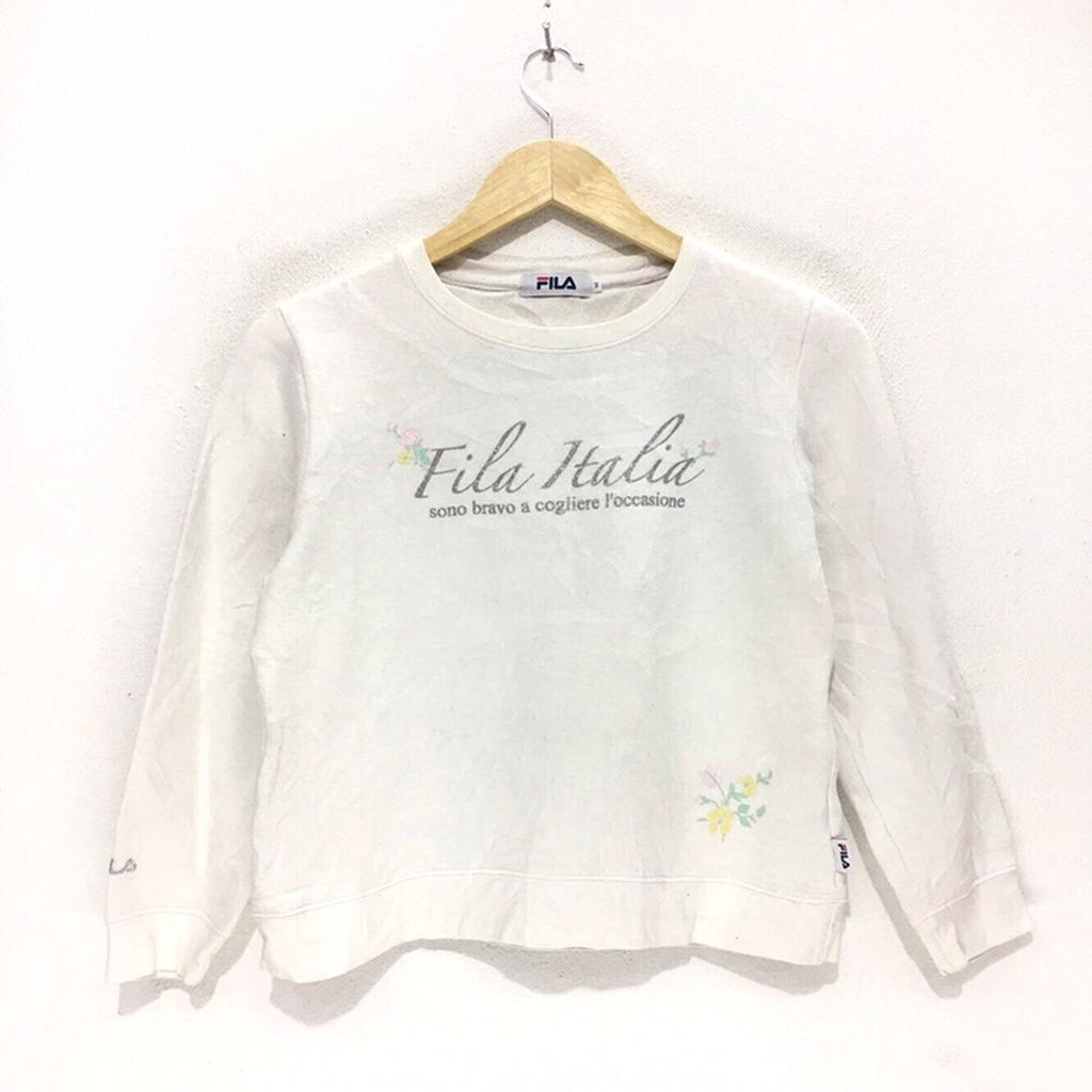 Vintage FILA SPORT Italia Floral Flower Crewneck Sweater Sweatshirt Jumper BJ Pullover Runnign Gym Yoga