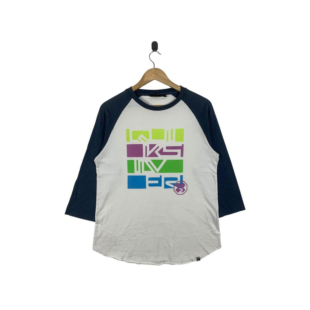 QUIKSILVER SURF Digital Logo Beach Raglan Tee Shirt Top Long Sleeve