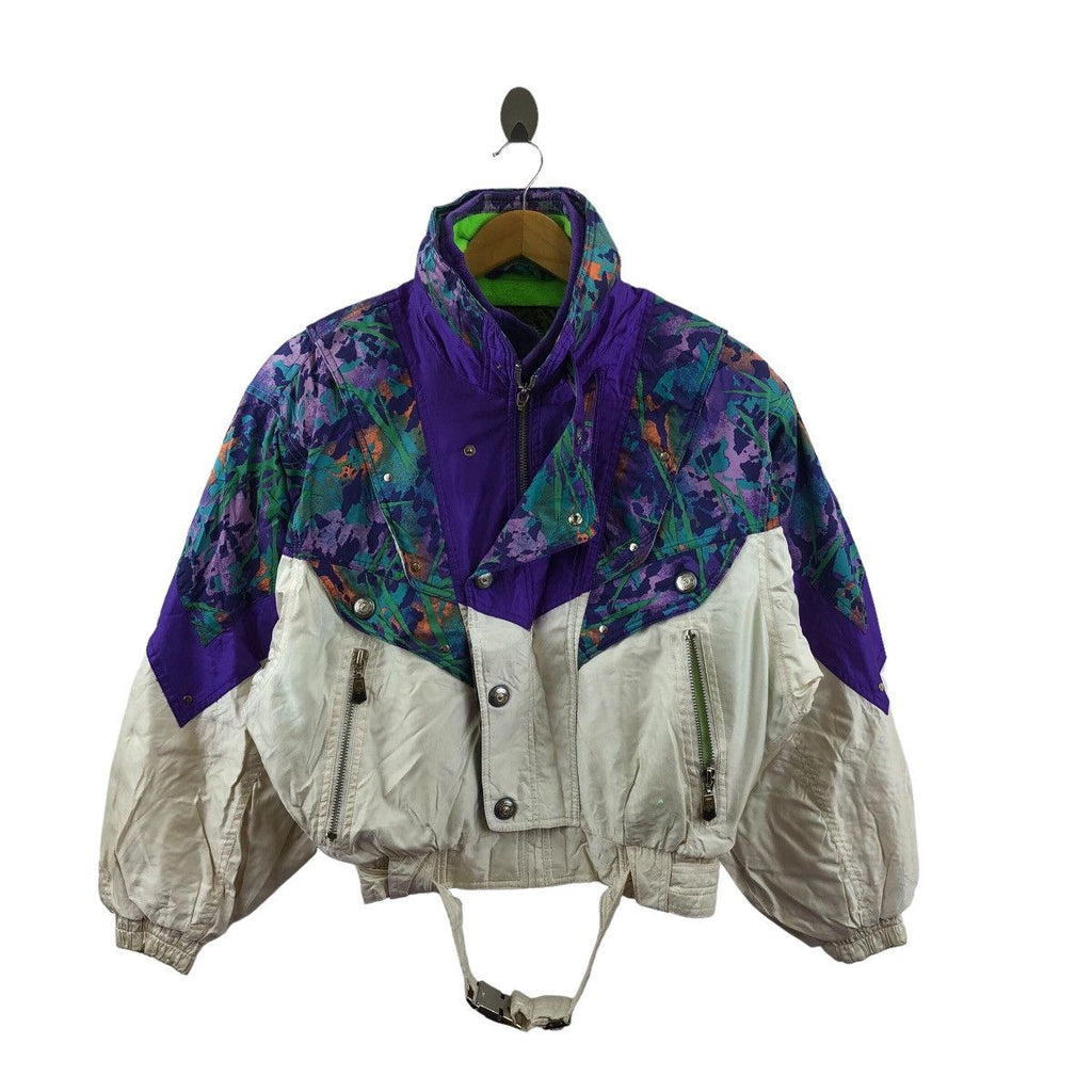 Vintage DESCENTE JASPO AOP Floral Over Print Ski Jacket Coat Windproof Winter