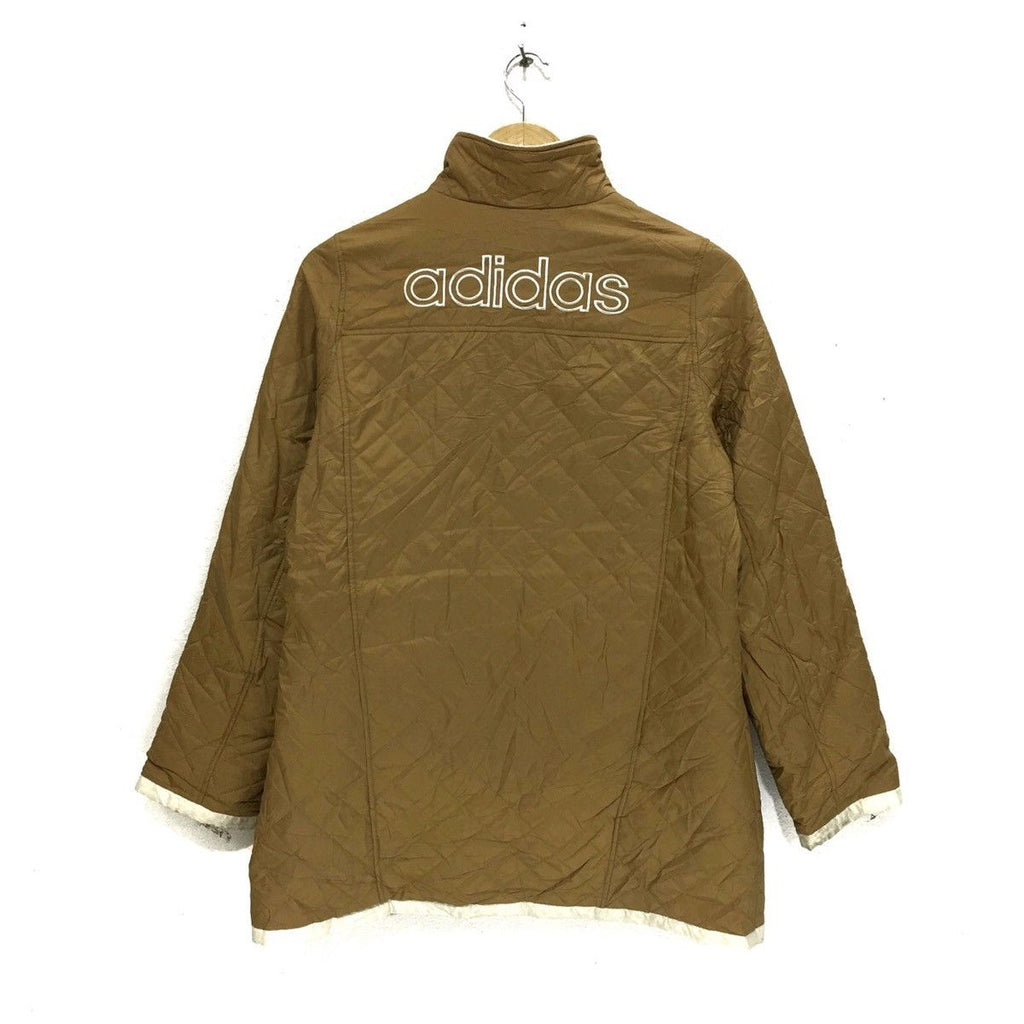 Vintage ADIDAS ORIGINALS Big Logo Quilted Zipper Jacket Windbreaker Sweater Trefoils 3 Stripes&nbsp;