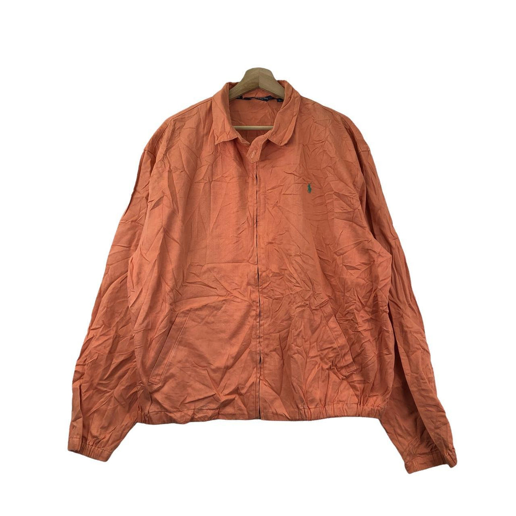 Vtg 90’ POLO RALPH LAUREN Small Pony Harrington Jacket Orange Made In USA Parka Trench Coat