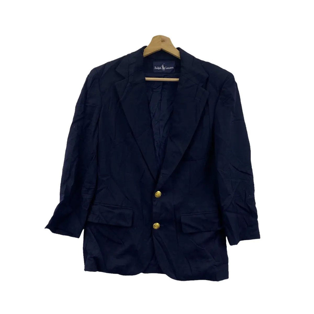 Vintage 90’ POLO RALPH LAUREN Blue 2 Gold Stamp Button Blazer Sport Coat Suit Formal