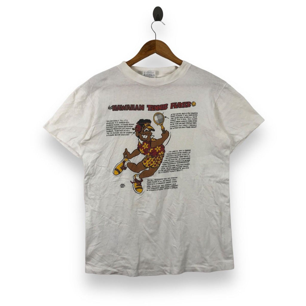 Vintage 80’ HAWAII GORDON COCKROFF Tennis Tee Shirt Top Hawaiian Player Comic Strip