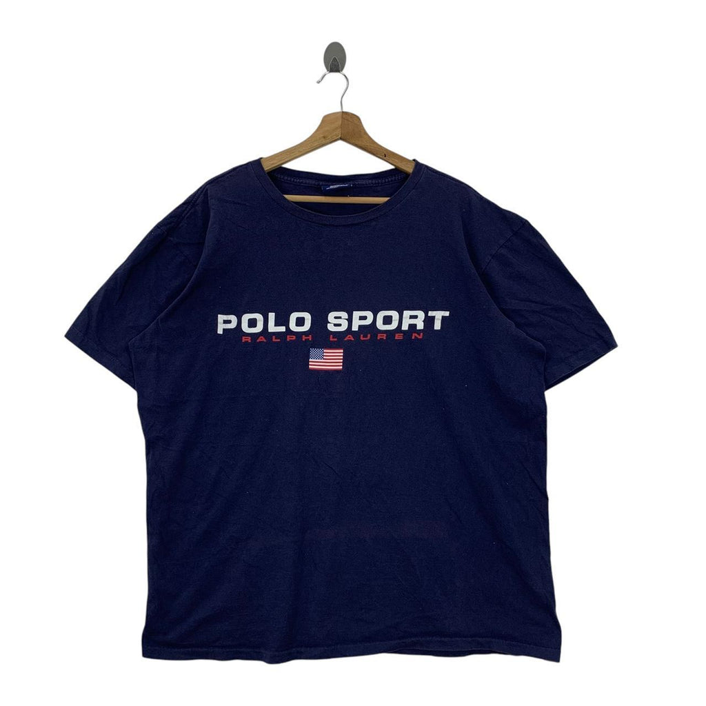 Vintage 90’ POLO SPORT Ralph Lauren Box Logo Tee Shirt Top Made In USA