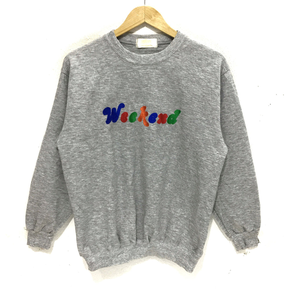 Vintage O JENNY WEEKEND Embossed Logo Rainbow Sweatshirt Pullover Jumper Sweater
