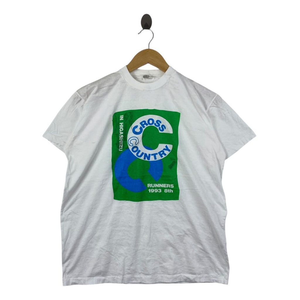 Vintage 1993 CROSS COUNTRY HIGASHIZU Runners Tee Shirt Top Japan Marathon