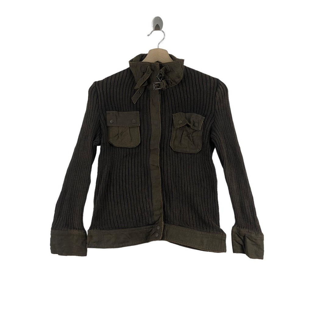 Vintage FRAGILE JAPAN Striped Embossed Pocket Button Knitwear Cardigan Sweatshirt Sweater