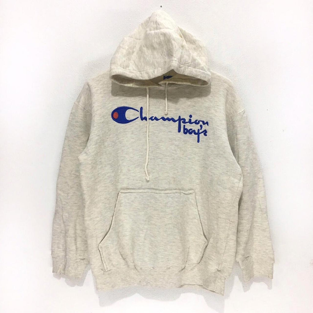 Vintage CHAMPION PRODUCT Biege Hoodie Reverse Weave Crewneck Sweatshirt Jumper Pullover Logo USA Athletic Running