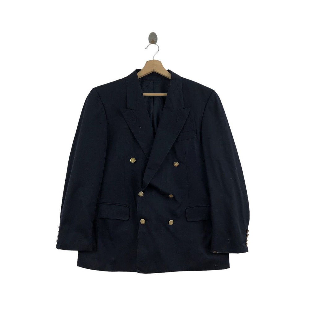 Vintage 90’ BURBERRY LONDON Made In England Gold Button Blazer Double Breasted Suit Coat
