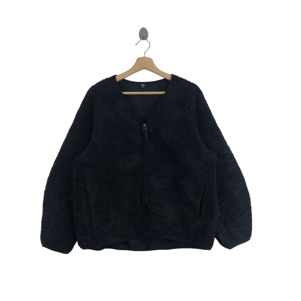 UNIQLO JAPAN Sherpa Deep Pile Bulky Black Fleece Jacket Windbreaker