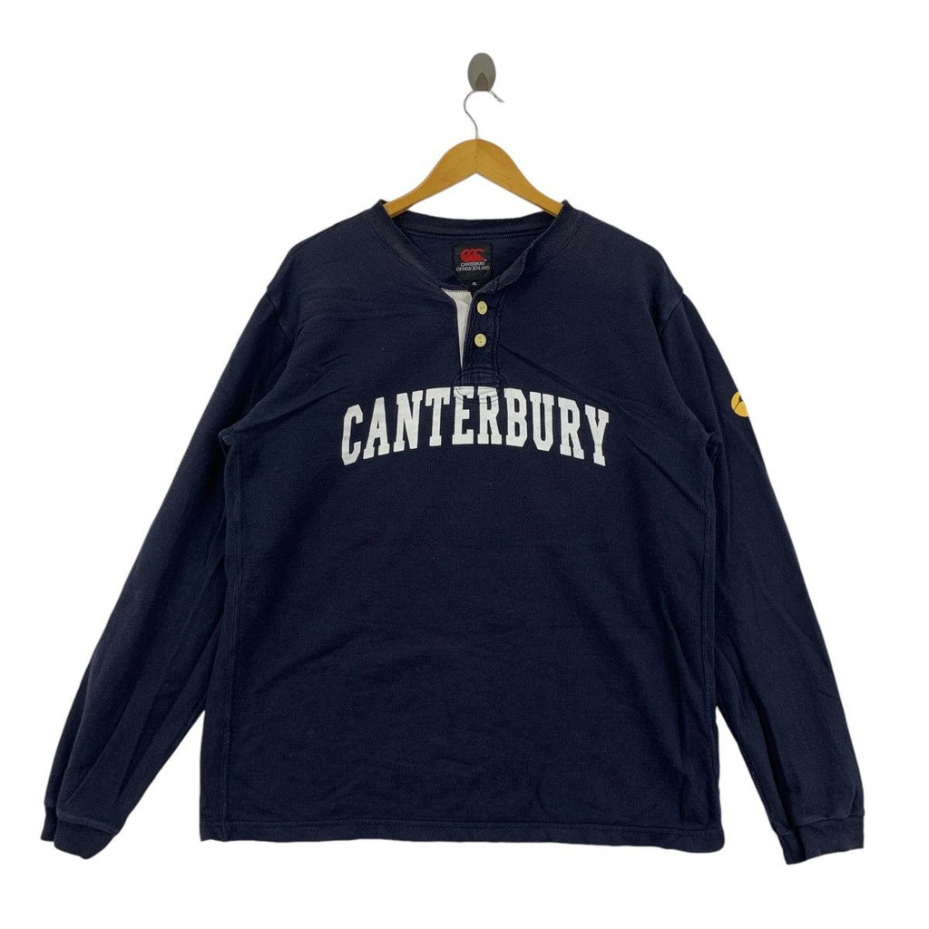 Vintage CANTERBURY NEW ZEALAND Rugby Henley Tee Shirt Top Center Logo