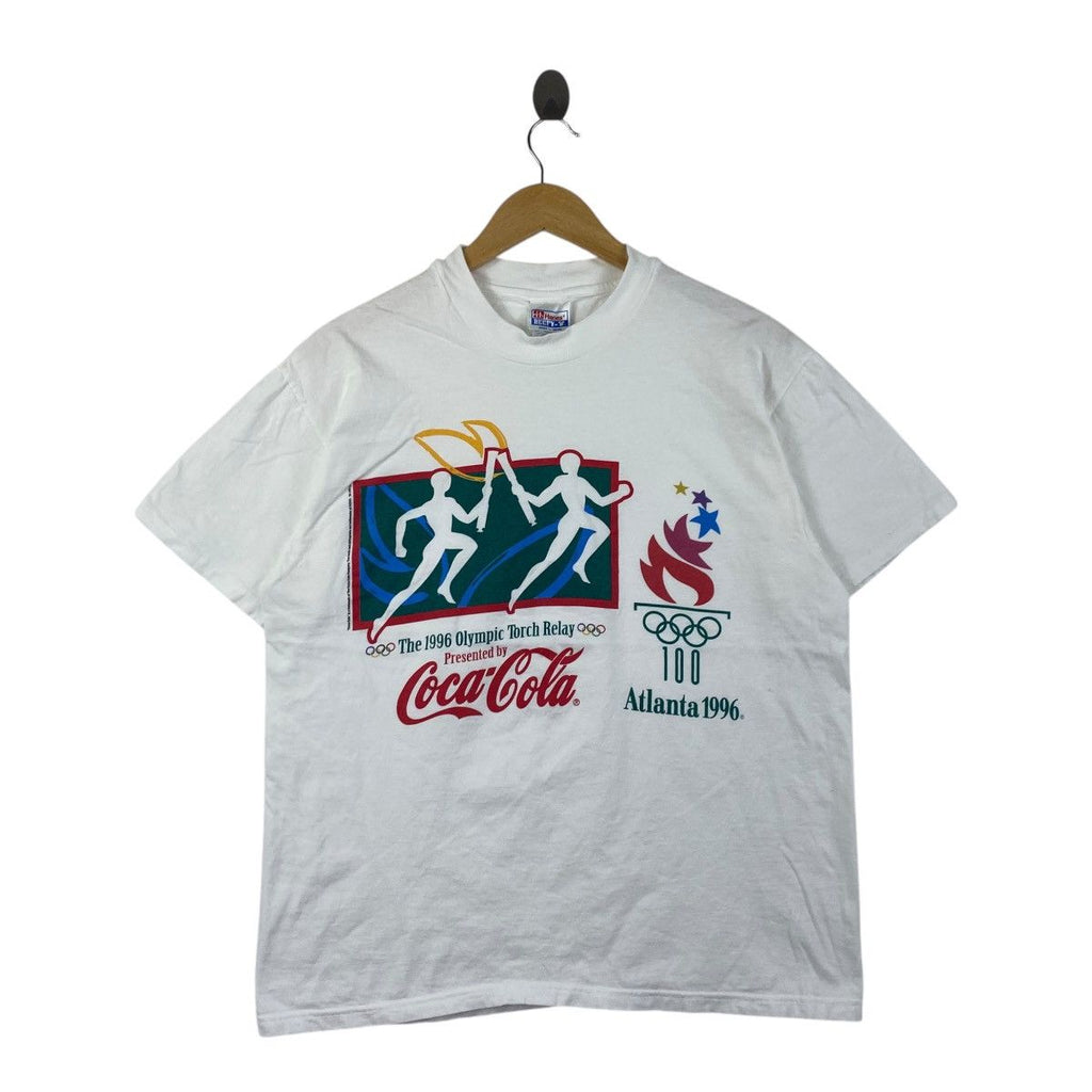 Vintage 1996 OLYMPIC ATLANTA COCA COLA Tee Shirt Top Torch Relay Illustration