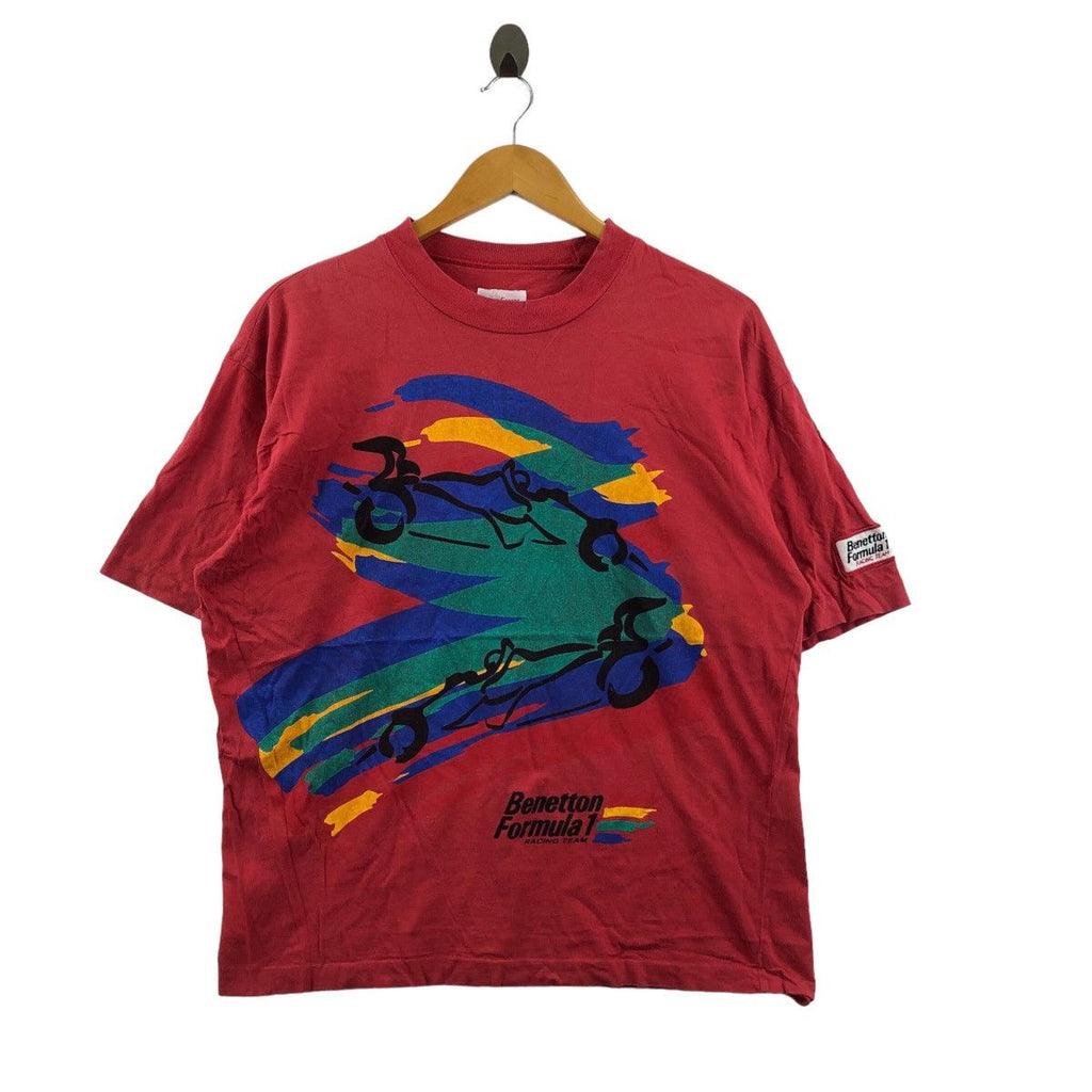 Vintage 90’ BENETTON FORMULA 1 Racing Team Tee Shirt F1 Artwork Painting