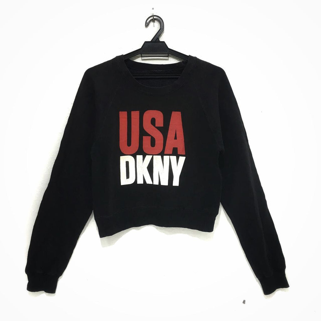 Vintage DKNY DONNA KARAN NEW YORK Spell Out Big Logo USA Women Sweatshirt Jumper