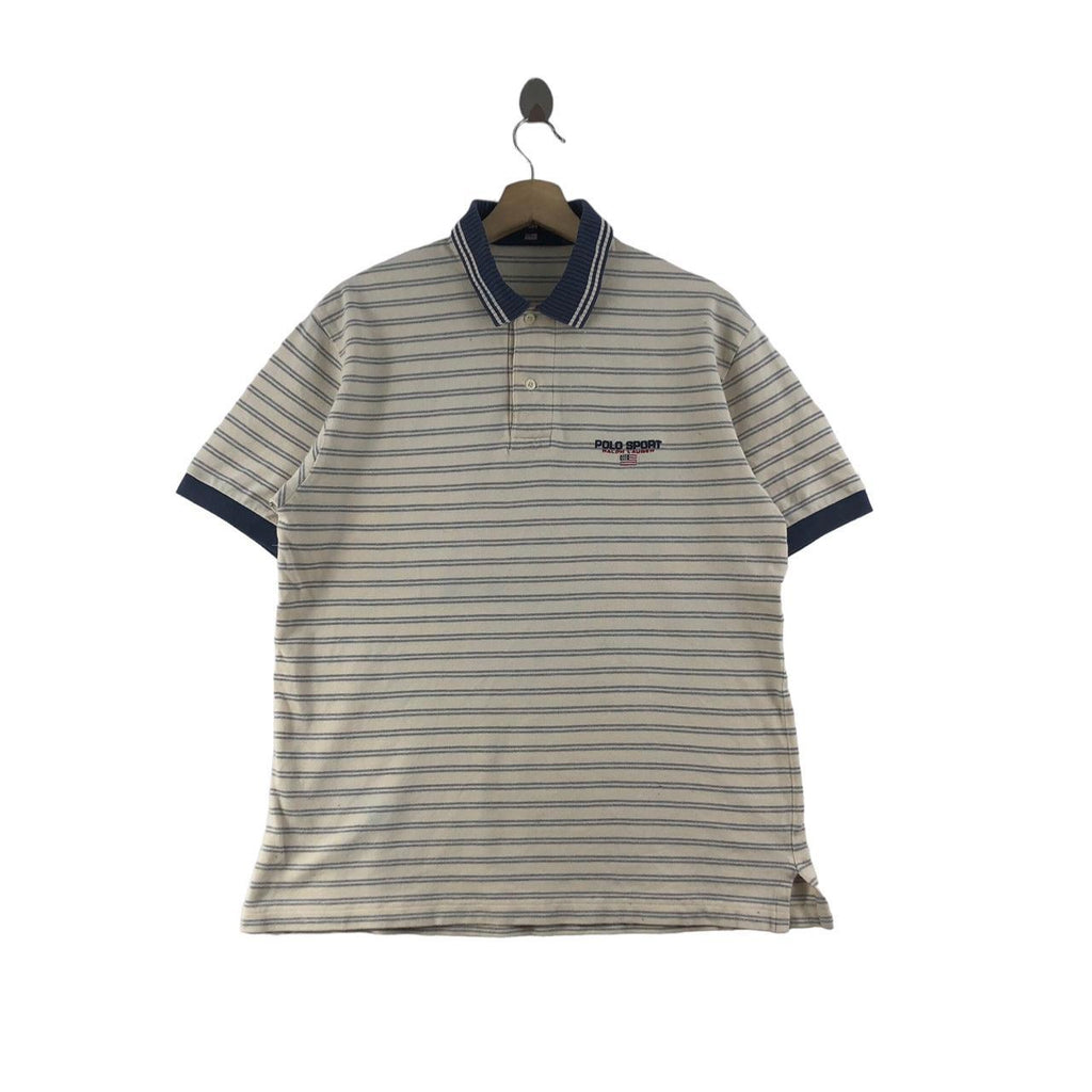 Vintage 90’ POLO SPORT RALPH LAUREN Striped Tee Shirt Embossed Logo