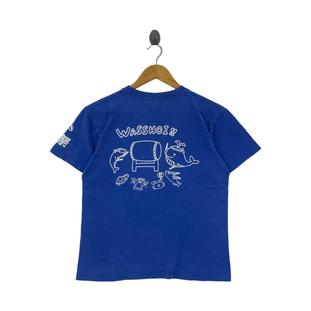 Vintage JAPAN TRADITIONAL WASSHOI Chant Tee Shirt Top Anime Japanese Cartoon