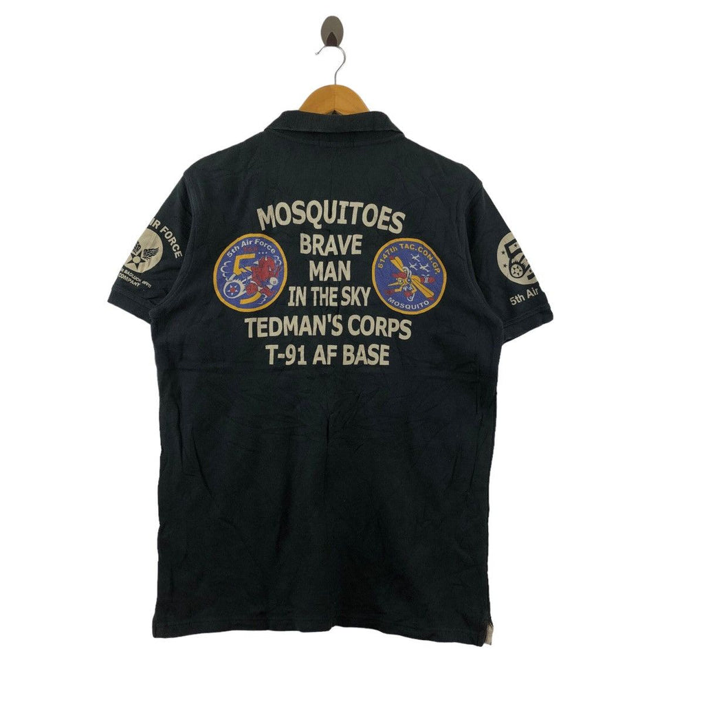 Vintage TEDMAN’S DEVIL MOSQUITOES AF Base Polo Tee Shirt Comando Air Force Lucky Clothing