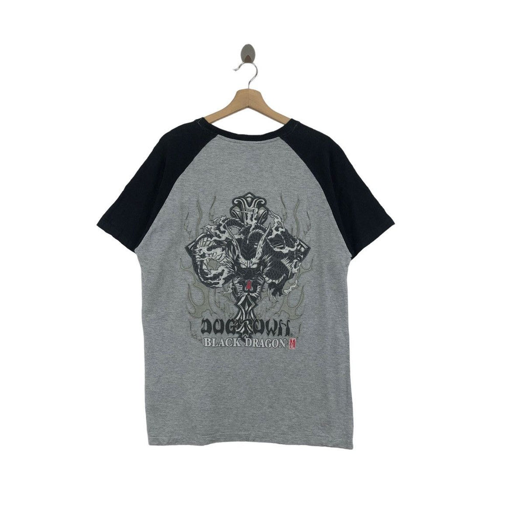 Vtg DOGTOWN SKATEBOARD Black Dragon Raglan Tee Shirt Hip Hop Rap Z-Boys