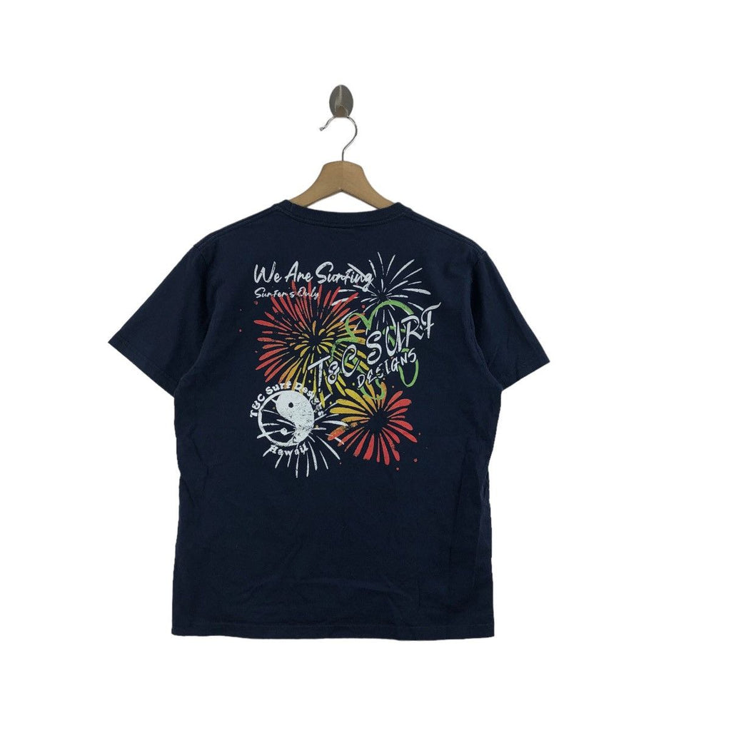 T&C SURF DESIGNS We Are Surfing Fireworks Tee Shirt Top Town Country Hawaii