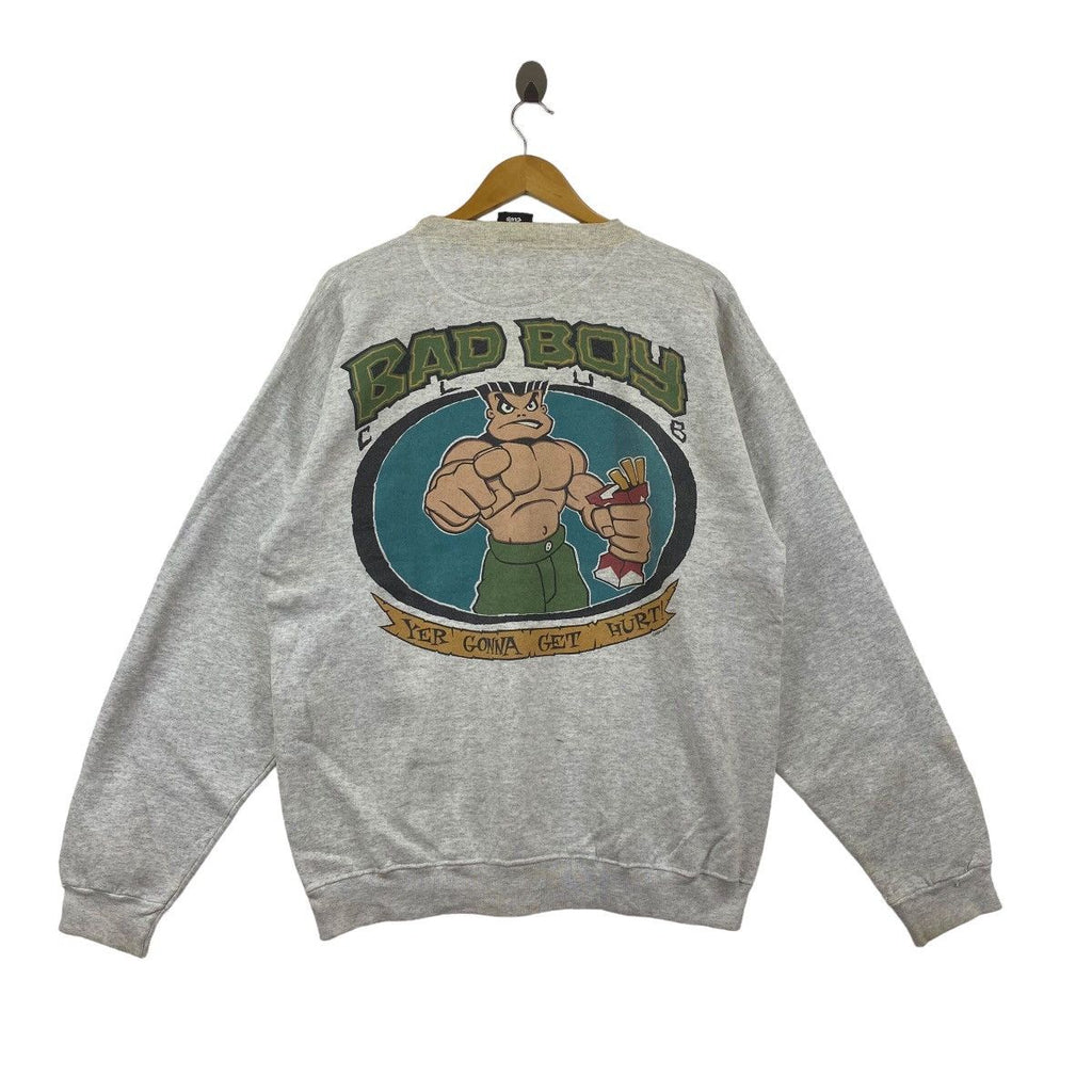 Vintage BAD BOY CLUB Gym Skate Get Hurt Comic Sweatshirt Sweater Pullover Jumper