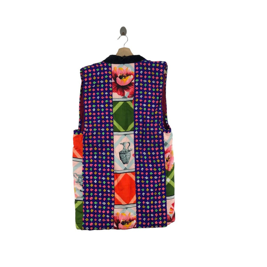 Vintage 80’ JAPAN ART MONOGRAM Painting Puffer Vest Kimono Jacket