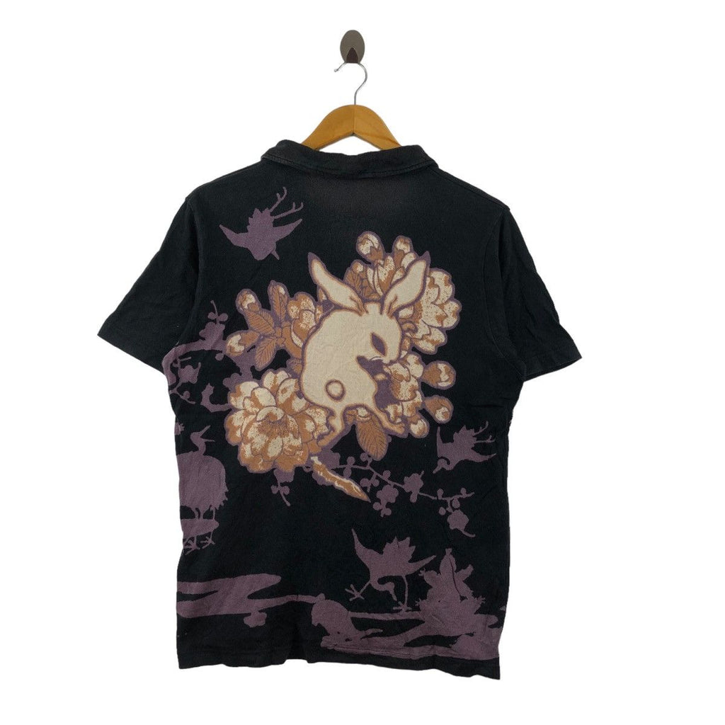 Vintage CHIKIRIYA JAPAN SAKURA Art Painting Polo Tee Shirt Anime Manga