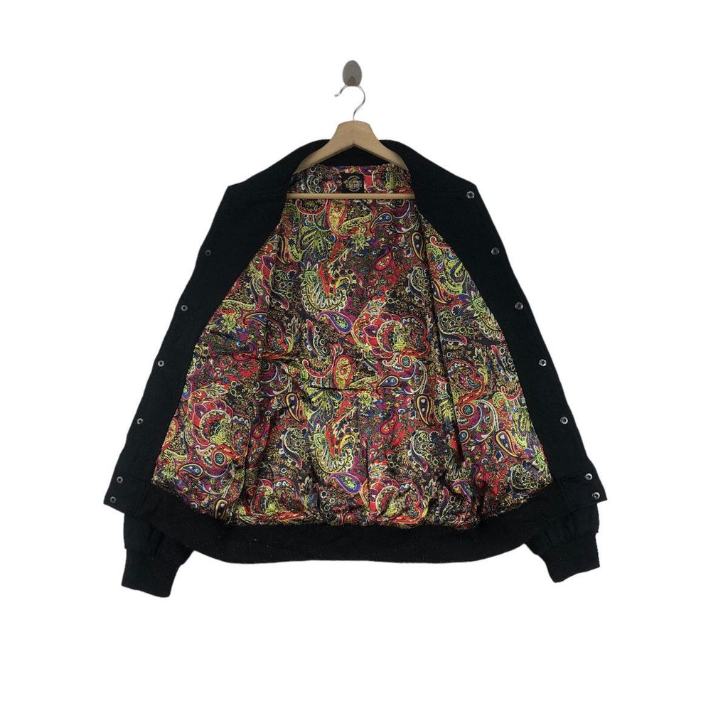 DOWN OF PROOF LOS ANGELES Paisley Bomber Jacket Windproof Snap Button