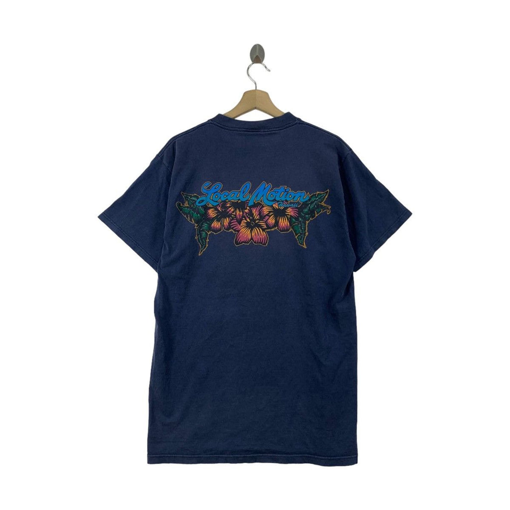 Vintage 90’ LOCAL MOTION HIBISCUS Floral Tee Shirt Surf Top Painting