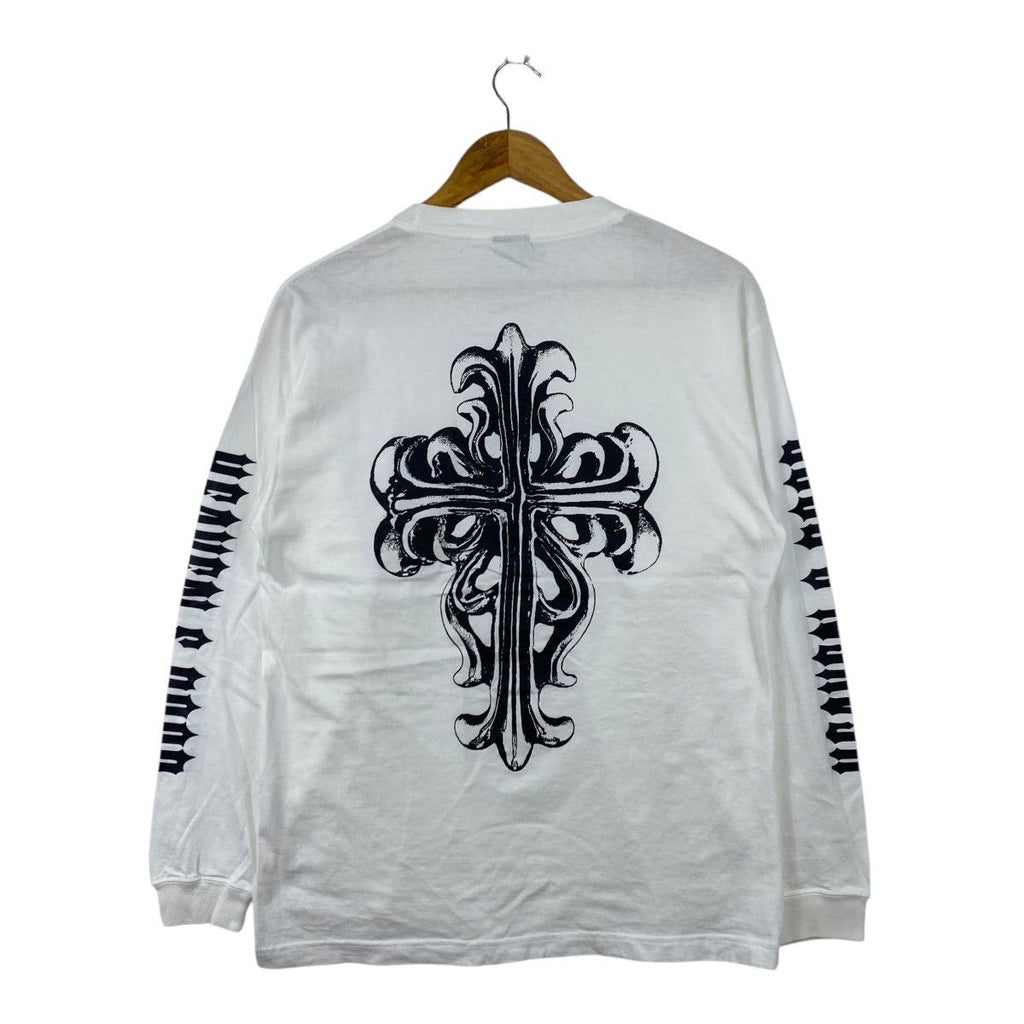 Vintage COLLINS USA Cross Pendant Tattoo Punk Tee Shirt Top Gothic Long Sleeve