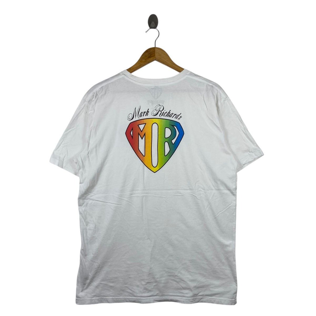 MARK RICHARDS SURFBOARD Stock Box Logo Rainbow Tee Shirt Top Beach Vacation