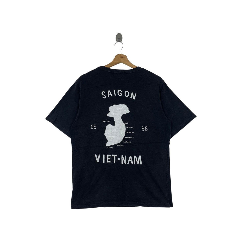 Vintage SHIPS JET BLUE Collection Saigon Vietnam Tee Shirt Top Sukajan Souvenir