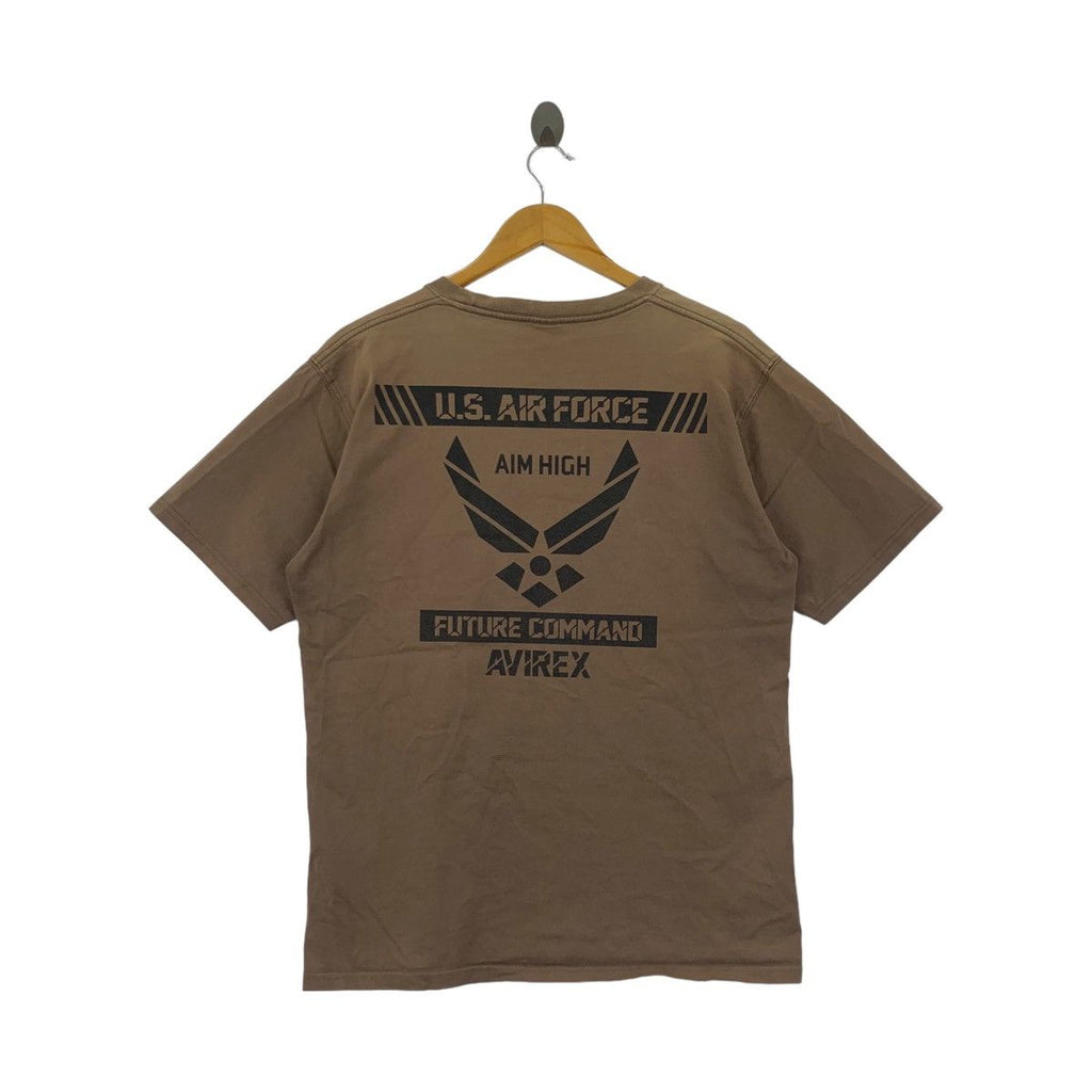 AVIREX USAF AIR FORCE Future Comand Natural Faded Tee Shirt Top Aim High