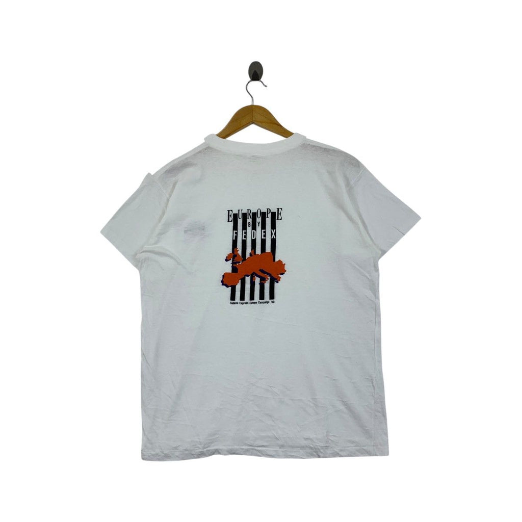 Vintage 1990 FEDEX EXPRESS EUROPE Campaign Tee Shirt Top Promo Federal Express