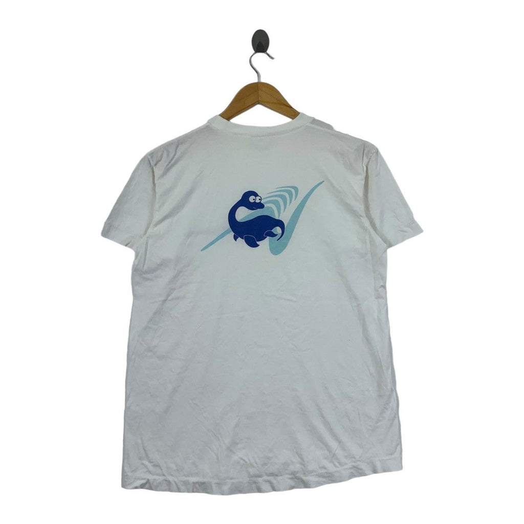 Vintage JAPAN ANDESAURUS DINOSAUR Swimming Tee Shirt Top Anime Illustration